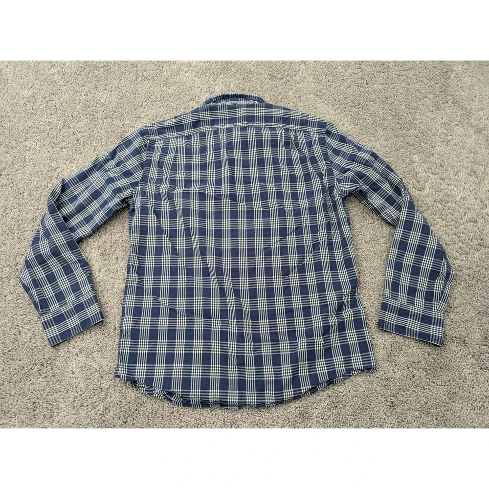 J. Crew Button Up Shirt Mens Large Slim Fit Flex Washed Plaid Blue‎